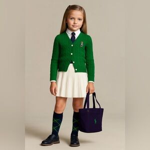 Preppy Tennis Style Pleated White Knit Skirt Girl Toddler size 2 / 2T / 90